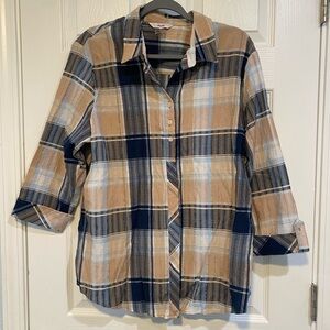 Alia Plaid Button Down Top